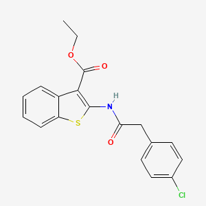 molecular formula C19H16ClNO3S B3522800 ETHYL 2-[2-(4-CHLOROPHENYL)ACETAMIDO]-1-BENZOTHIOPHENE-3-CARBOXYLATE 