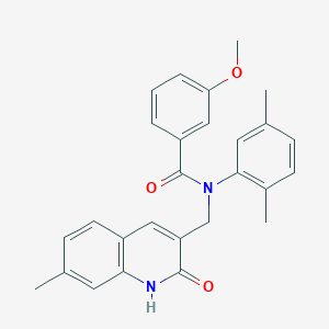 molecular formula C27H26N2O3 B3522952 N-(2,5-dimethylphenyl)-N-((2-hydroxy-7-methylquinolin-3-yl)methyl)-3-methoxybenzamide 