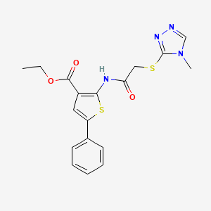 molecular formula C18H18N4O3S2 B3522966 ETHYL 2-({2-[(4-METHYL-4H-1,2,4-TRIAZOL-3-YL)SULFANYL]ACETYL}AMINO)-5-PHENYL-3-THIOPHENECARBOXYLATE 