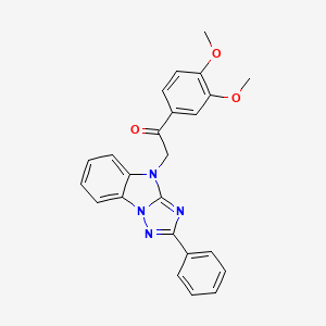 molecular formula C24H20N4O3 B3522995 1-(3,4-DIMETHOXYPHENYL)-2-(2-PHENYL-4H-[1,2,4]TRIAZOLO[1,5-A][1,3]BENZIMIDAZOL-4-YL)-1-ETHANONE 