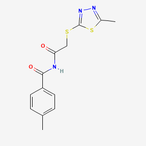 4-methyl-N-[2-[(5-methyl-1,3,4-thiadiazol-2-yl)sulfanyl]acetyl]benzamide