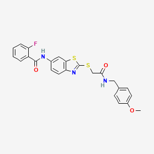 molecular formula C24H20FN3O3S2 B3523131 2-fluoro-N-[2-({2-[(4-methoxybenzyl)amino]-2-oxoethyl}thio)-1,3-benzothiazol-6-yl]benzamide 