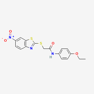 molecular formula C17H15N3O4S2 B3523194 N-(4-ethoxyphenyl)-2-[(6-nitro-1,3-benzothiazol-2-yl)sulfanyl]acetamide 