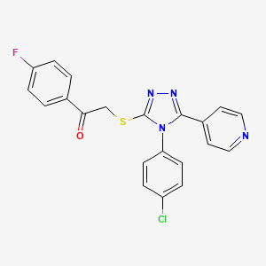 molecular formula C21H14ClFN4OS B3523212 2-{[4-(4-Chlorophenyl)-5-(4-pyridinyl)-4H-1,2,4-triazol-3-YL]sulfanyl}-1-(4-fluorophenyl)ethanone 