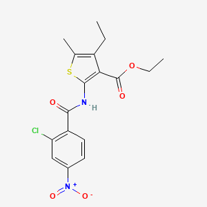 molecular formula C17H17ClN2O5S B3523277 ethyl 2-[(2-chloro-4-nitrobenzoyl)amino]-4-ethyl-5-methyl-3-thiophenecarboxylate 