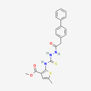 molecular formula C22H21N3O3S2 B3523363 methyl 2-({[2-(4-biphenylylacetyl)hydrazino]carbonothioyl}amino)-5-methyl-3-thiophenecarboxylate 