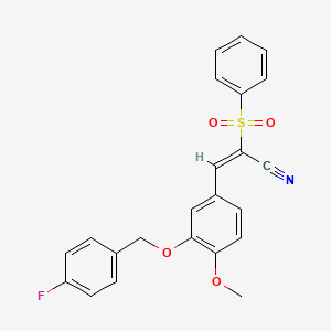 molecular formula C23H18FNO4S B3523366 3-{3-[(4-fluorobenzyl)oxy]-4-methoxyphenyl}-2-(phenylsulfonyl)acrylonitrile 