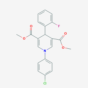 molecular formula C21H17ClFNO4 B3523406 dimethyl 1-(4-chlorophenyl)-4-(2-fluorophenyl)-1,4-dihydro-3,5-pyridinedicarboxylate 