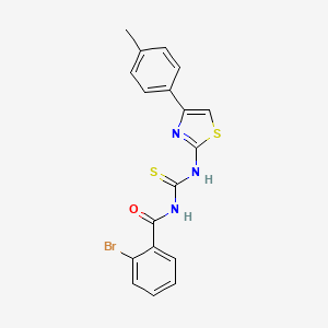 molecular formula C18H14BrN3OS2 B3523423 2-bromo-N-({[4-(4-methylphenyl)-1,3-thiazol-2-yl]amino}carbonothioyl)benzamide 