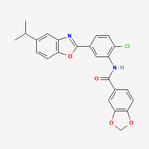 N-[2-chloro-5-(5-isopropyl-1,3-benzoxazol-2-yl)phenyl]-1,3-benzodioxole-5-carboxamide