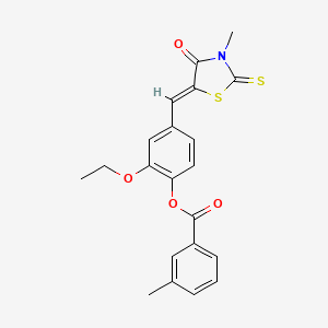 molecular formula C21H19NO4S2 B3523451 [2-ethoxy-4-[(Z)-(3-methyl-4-oxo-2-sulfanylidene-1,3-thiazolidin-5-ylidene)methyl]phenyl] 3-methylbenzoate 