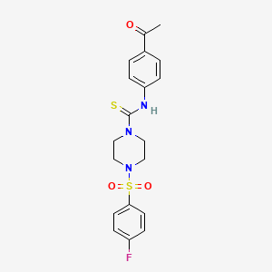 molecular formula C19H20FN3O3S2 B3523547 N-(4-acetylphenyl)-4-[(4-fluorophenyl)sulfonyl]-1-piperazinecarbothioamide 