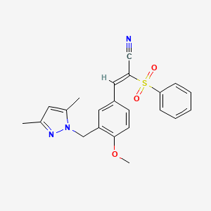 3-{3-[(3,5-dimethyl-1H-pyrazol-1-yl)methyl]-4-methoxyphenyl}-2-(phenylsulfonyl)acrylonitrile