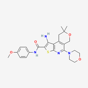 molecular formula C24H28N4O4S B3523572 1-amino-N-(4-methoxyphenyl)-8,8-dimethyl-5-(4-morpholinyl)-8,9-dihydro-6H-pyrano[4,3-d]thieno[2,3-b]pyridine-2-carboxamide 