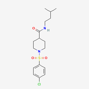 molecular formula C17H25ClN2O3S B3523611 1-[(4-chlorophenyl)sulfonyl]-N-(3-methylbutyl)-4-piperidinecarboxamide 