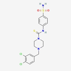 molecular formula C18H20Cl2N4O2S2 B3523616 N-[4-(aminosulfonyl)phenyl]-4-(3,4-dichlorobenzyl)-1-piperazinecarbothioamide 