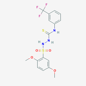 molecular formula C16H16F3N3O4S2 B3523623 2-[(2,5-dimethoxyphenyl)sulfonyl]-N-[3-(trifluoromethyl)phenyl]hydrazinecarbothioamide 