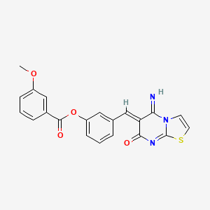 molecular formula C21H15N3O4S B3523742 [3-[(Z)-(5-imino-7-oxo-[1,3]thiazolo[3,2-a]pyrimidin-6-ylidene)methyl]phenyl] 3-methoxybenzoate 