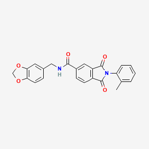 molecular formula C24H18N2O5 B3523755 N-(1,3-benzodioxol-5-ylmethyl)-2-(2-methylphenyl)-1,3-dioxo-5-isoindolinecarboxamide 