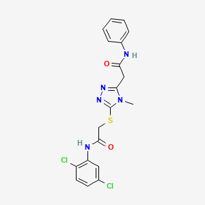 molecular formula C19H17Cl2N5O2S B3523765 2-[5-({2-[(2,5-dichlorophenyl)amino]-2-oxoethyl}sulfanyl)-4-methyl-4H-1,2,4-triazol-3-yl]-N-phenylacetamide 