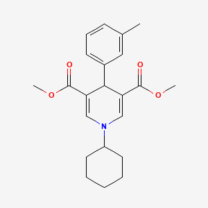 molecular formula C22H27NO4 B3523772 3,5-DIMETHYL 1-CYCLOHEXYL-4-(3-METHYLPHENYL)-1,4-DIHYDROPYRIDINE-3,5-DICARBOXYLATE 