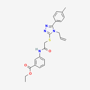 molecular formula C23H24N4O3S B3523875 ethyl 3-[({[5-(4-methylphenyl)-4-(prop-2-en-1-yl)-4H-1,2,4-triazol-3-yl]sulfanyl}acetyl)amino]benzoate 