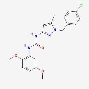 molecular formula C20H21ClN4O3 B3523892 N-[1-(4-chlorobenzyl)-5-methyl-1H-pyrazol-3-yl]-N'-(2,5-dimethoxyphenyl)urea 