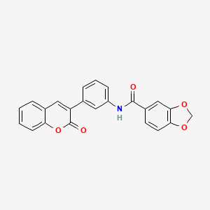 molecular formula C23H15NO5 B3523923 N-[3-(2-oxo-2H-chromen-3-yl)phenyl]-1,3-benzodioxole-5-carboxamide 