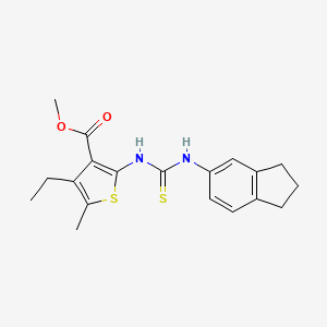 molecular formula C19H22N2O2S2 B3523948 methyl 2-{[(2,3-dihydro-1H-inden-5-ylamino)carbonothioyl]amino}-4-ethyl-5-methyl-3-thiophenecarboxylate 