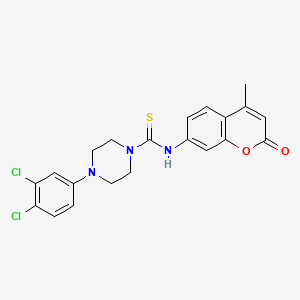 molecular formula C21H19Cl2N3O2S B3523988 4-(3,4-dichlorophenyl)-N-(4-methyl-2-oxo-2H-chromen-7-yl)-1-piperazinecarbothioamide 