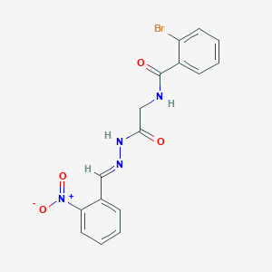(E)-2-bromo-N-(2-(2-(2-nitrobenzylidene)hydrazinyl)-2-oxoethyl)benzamide
