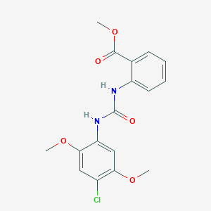 molecular formula C17H17ClN2O5 B3524063 METHYL 2-{[(4-CHLORO-2,5-DIMETHOXYANILINO)CARBONYL]AMINO}BENZOATE 