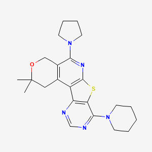 molecular formula C23H29N5OS B3524072 4,4-dimethyl-13-piperidin-1-yl-8-pyrrolidin-1-yl-5-oxa-11-thia-9,14,16-triazatetracyclo[8.7.0.02,7.012,17]heptadeca-1(10),2(7),8,12(17),13,15-hexaene 