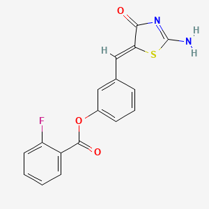 [3-[(Z)-(2-amino-4-oxo-1,3-thiazol-5-ylidene)methyl]phenyl] 2-fluorobenzoate