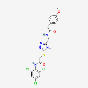 2-(4-methoxyphenyl)-N-{[4-methyl-5-({2-oxo-2-[(2,4,6-trichlorophenyl)amino]ethyl}sulfanyl)-4H-1,2,4-triazol-3-yl]methyl}acetamide