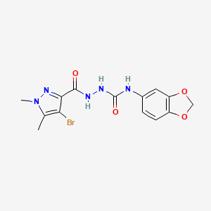 N-1,3-benzodioxol-5-yl-2-[(4-bromo-1,5-dimethyl-1H-pyrazol-3-yl)carbonyl]hydrazinecarboxamide