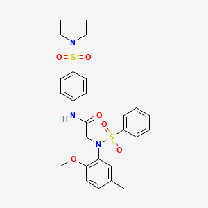 molecular formula C26H31N3O6S2 B3524187 N~1~-{4-[(diethylamino)sulfonyl]phenyl}-N~2~-(2-methoxy-5-methylphenyl)-N~2~-(phenylsulfonyl)glycinamide 