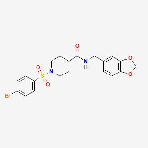 molecular formula C20H21BrN2O5S B3524214 N-(1,3-benzodioxol-5-ylmethyl)-1-(4-bromophenyl)sulfonylpiperidine-4-carboxamide 