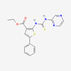 molecular formula C18H16N4O2S2 B3524235 ethyl 5-phenyl-2-{[(2-pyrazinylamino)carbonothioyl]amino}-3-thiophenecarboxylate 