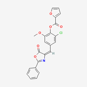 molecular formula C22H14ClNO6 B3524240 [2-chloro-6-methoxy-4-[(E)-(5-oxo-2-phenyl-1,3-oxazol-4-ylidene)methyl]phenyl] furan-2-carboxylate 