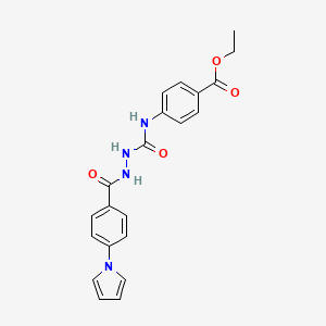 molecular formula C21H20N4O4 B3524248 ethyl 4-[({2-[4-(1H-pyrrol-1-yl)benzoyl]hydrazino}carbonyl)amino]benzoate 