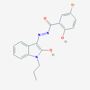 5-bromo-2-hydroxy-N'-[(3E)-2-oxo-1-propyl-1,2-dihydro-3H-indol-3-ylidene]benzohydrazide