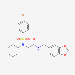 molecular formula C22H25BrN2O5S B3524288 N~1~-(1,3-benzodioxol-5-ylmethyl)-N~2~-[(4-bromophenyl)sulfonyl]-N~2~-cyclohexylglycinamide 