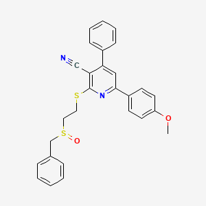 6-(4-Methoxyphenyl)-4-phenyl-2-[(2-phenylmethanesulfinylethyl)sulfanyl]pyridine-3-carbonitrile