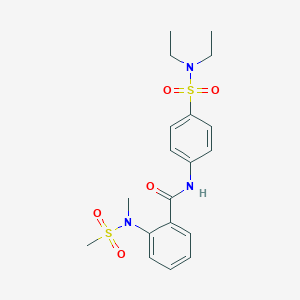 molecular formula C19H25N3O5S2 B3524334 N-{4-[(diethylamino)sulfonyl]phenyl}-2-[methyl(methylsulfonyl)amino]benzamide 