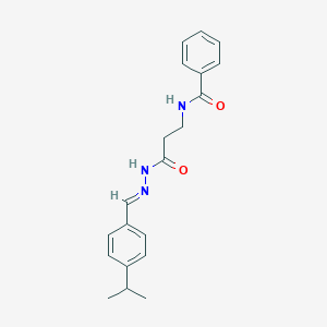 (E)-N-(3-(2-(4-isopropylbenzylidene)hydrazinyl)-3-oxopropyl)benzamide