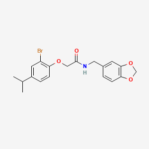 N-(1,3-benzodioxol-5-ylmethyl)-2-[2-bromo-4-(propan-2-yl)phenoxy]acetamide