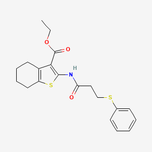 molecular formula C20H23NO3S2 B3524400 ethyl 2-{[3-(phenylthio)propanoyl]amino}-4,5,6,7-tetrahydro-1-benzothiophene-3-carboxylate 