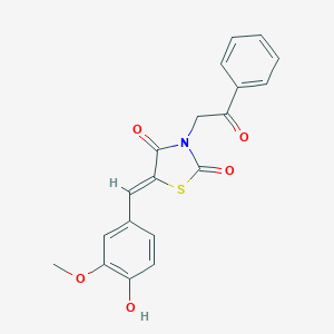 molecular formula C19H15NO5S B352448 (Z)-5-(4-hydroxy-3-methoxybenzylidene)-3-(2-oxo-2-phenylethyl)thiazolidine-2,4-dione CAS No. 536727-95-4