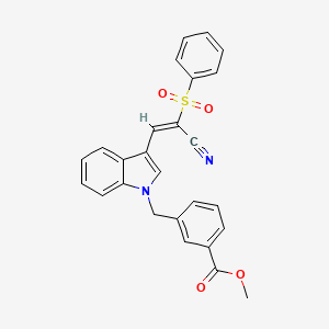 molecular formula C26H20N2O4S B3524490 methyl 3-({3-[2-cyano-2-(phenylsulfonyl)vinyl]-1H-indol-1-yl}methyl)benzoate 